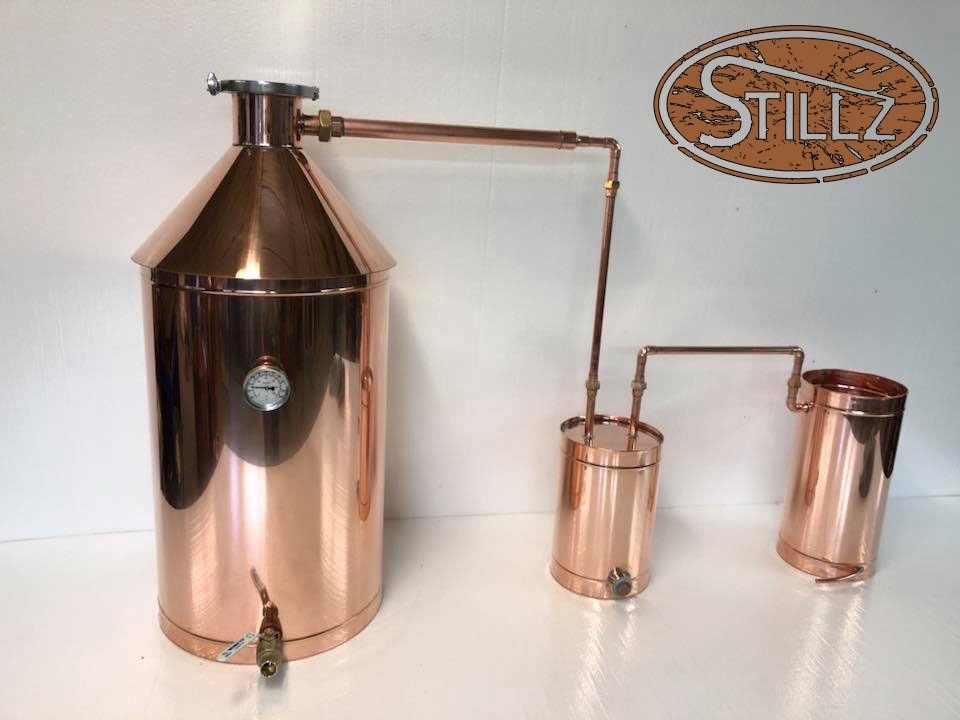 25 Gallon Copper Still with 4" Cap Logic Cap, Thumper and Worm