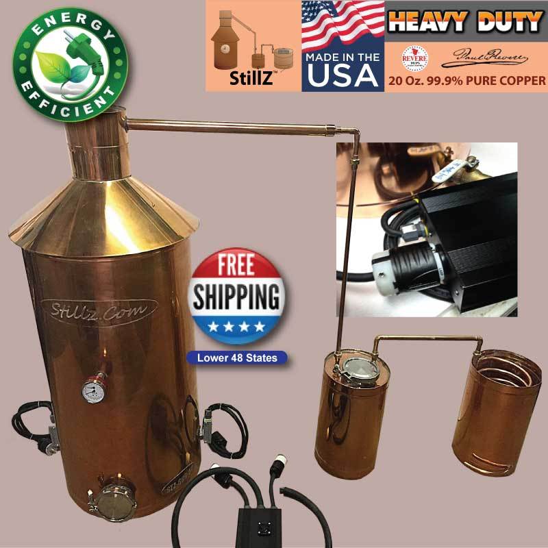50 Gallon Electric Copper Still, 240V Dual 5500W with Digital Controller